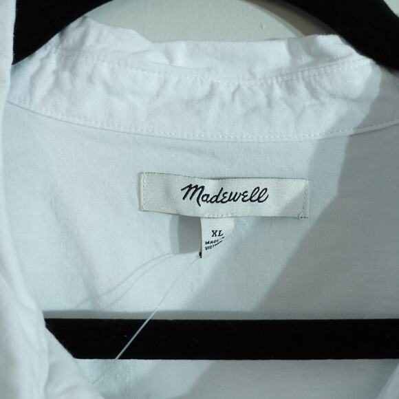 NWT Madewell White Button Short Sleeve Cotton Linen Blend Slim Central Shirt-XL - Picture 7 of 15
